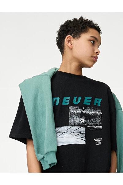 Marks & Spencer Saf Pamuklu Grafik Baskılı Tişört (6-16 Yaş)