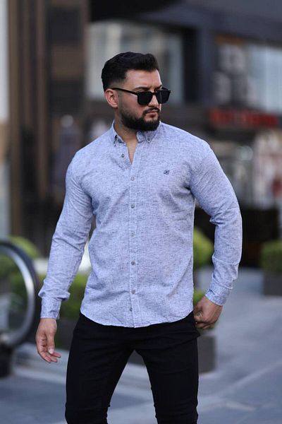 Klothy Men's Linen Blend Slim Fit Shirt 2430