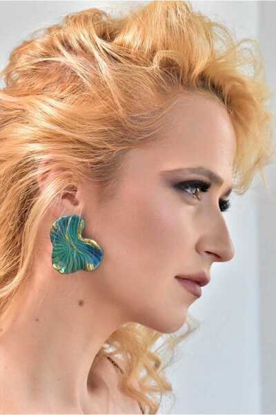 NARRU Cercei lucrati manual, galben si auriu, Antheia 4