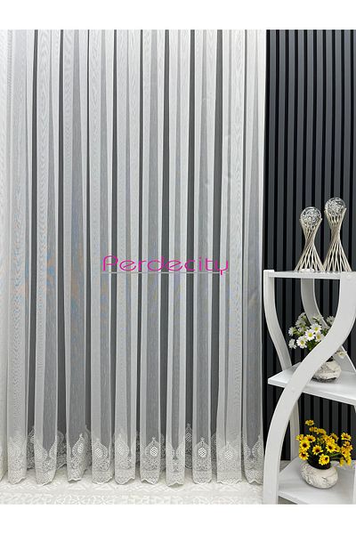 PERDECITY Bamboo Ttm Floor Skirt Hollowed Out Embroidered Tulle Curtain Tight Pleats No Wrinkle Ironing Not Ask Suitable for Any Room
