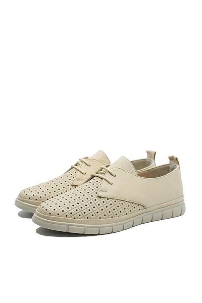 Anna Casual Shoes Viotti, Beige, Leather, Perforated Design