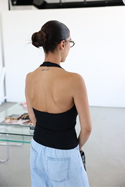 Özge Özgenç Halter Neck Ribbed Tank Top