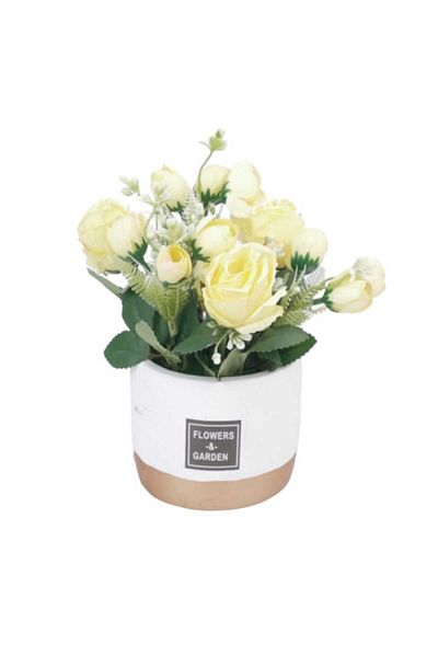 OEM Artificial Roses in Pot PVC/Textile/Ceramic, 23x10 cm Yellow