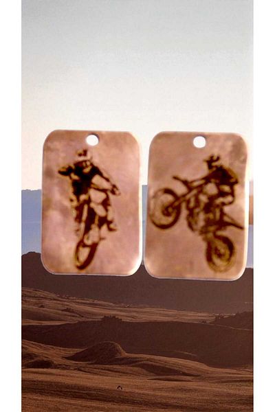 yerlikaya bakır Pure Copper Necklace with Motorcycle Front and Back