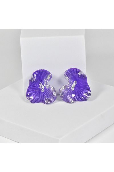 NARRU Cercei lucrati manual, violet si argintiu, Antheia 21
