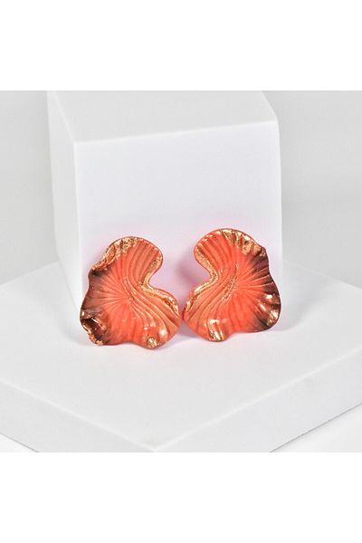 NARRU Handmade earrings, orange, black, gold, Antheia 25