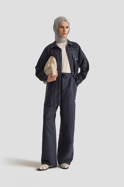 Armine Costum cămașă cu dungi 25Y6010 Bleumarin