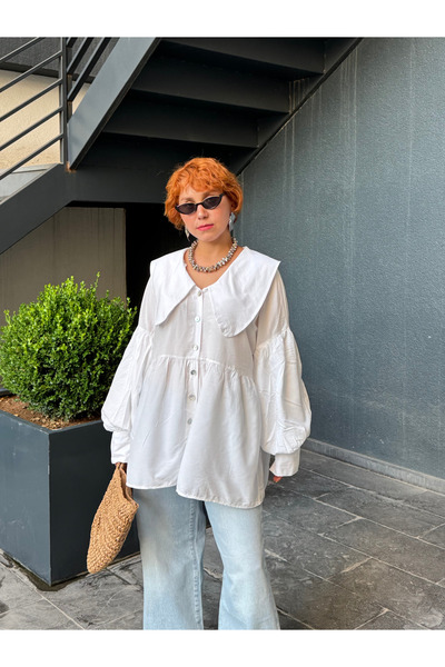 Bak'ap Premium Balloon Sleeve Baby Collar Hijab Shirt