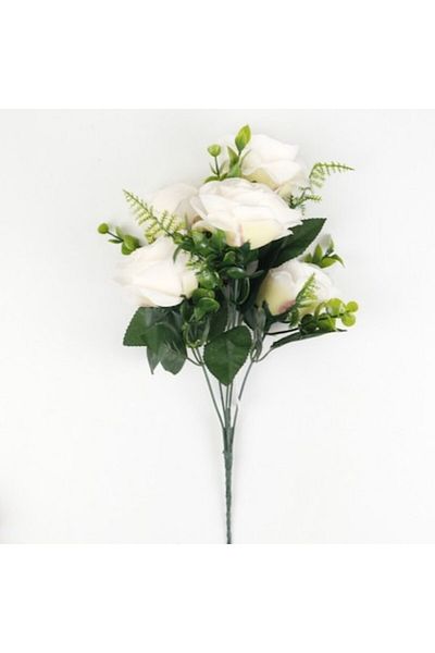 OEM Buchet de trandafiri artificiali, PVC/Textil 35 cm Alb