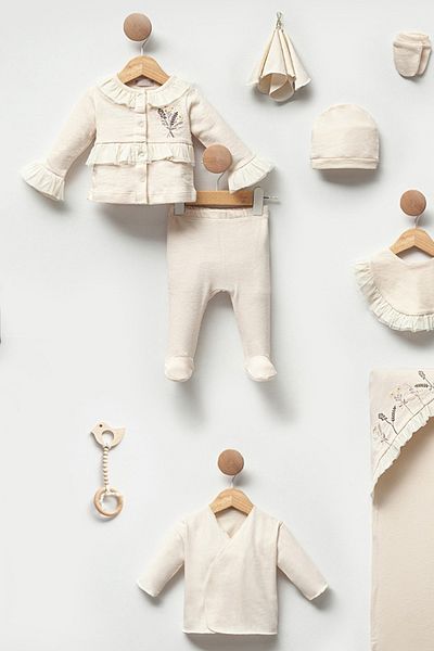 Cassiope Baby Girl Hospital Discharge Set with Ruffles Gift Box 10 Pieces