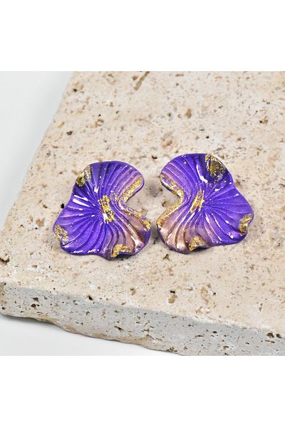 NARRU Cercei lucrati manual, violet si auriu, Antheia 15
