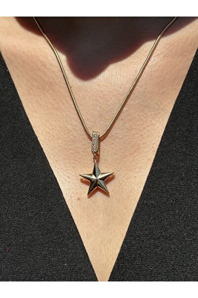 Has Kuyumcum 14 Ayar Altın Taşlı Yıldız Kolye Ucu Charm