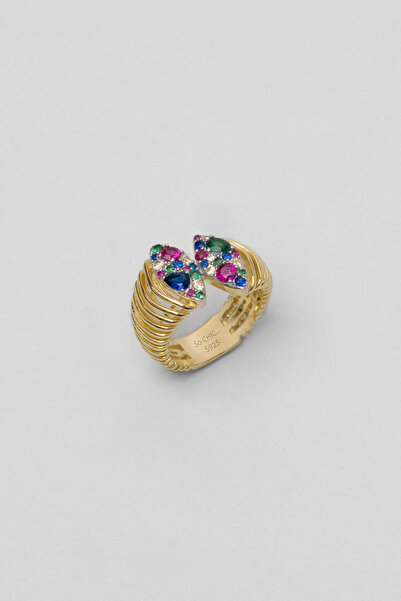 So CHIC... Elva 18 Ayar Sarı Altın Kaplama Gümüş Tasarım Yüzük