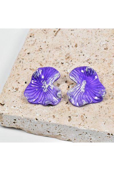 NARRU Cercei lucrati manual, violet si argintiu, Antheia 21