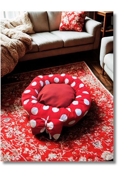 PET-LUİN Shadow Premium Cat and Dog Bed with Points Soft Silicone Filled Washable