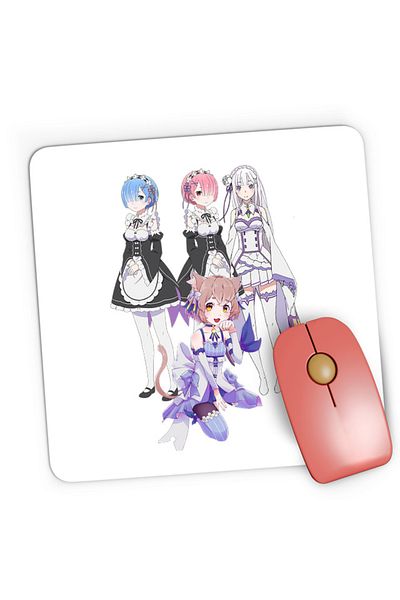 OEM Mousepad Gaming Re zero REM RAM Emilia Felix Cat Waifu Yandere Doki Doki, 21x19 cm