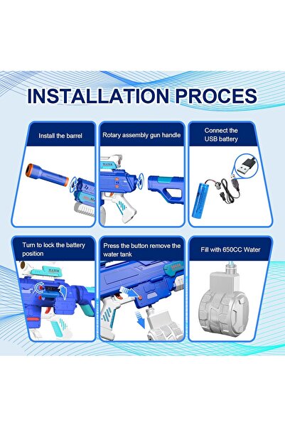 MUBX Otomatik Atış Yapan Su Tabancası Mega Boy Pilli Bataryalı Su Tabancası