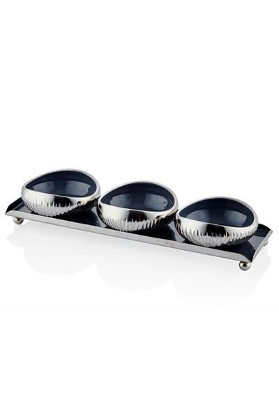 LAMEDORE Silver Tray and Bowl Set of 3