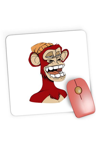 OEM Mousepad Gaming NFT Monkey Artist Brilliant Idea Concept Block Chain, 21x19 cm