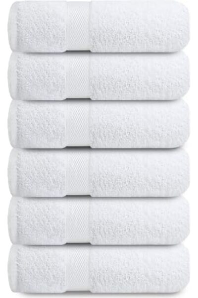 INFINI HOMES White Hand Towels - Pack of 6, 16x28 Inches Bathroom Hand Towel Set, Hotel & Spa Qualit