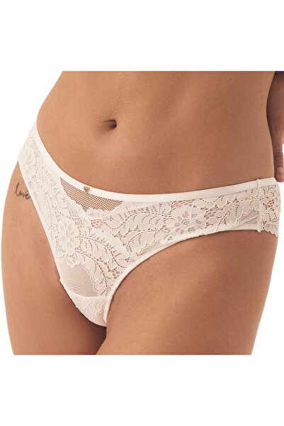 ESOTIQ Chiloți tanga clasici pentru femei, cu dantelă florală și pandantiv cu inimă aurie | Sweetheart