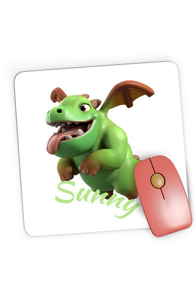 OEM Mousepad Gaming Clash of Clans Mini Dinosaur Happy Flying Positive Energy, 21x19 cm
