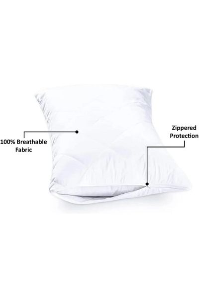 INFINI HOMES Soft Microfiber White Zipped Quilted Pillow Protector Case for Home & Hotel (50 X 75, P
