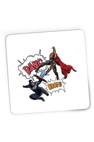 OEM Mousepad Gaming Thor Captain America Fight Shield Hammer Comics Balloons, 21x19 cm