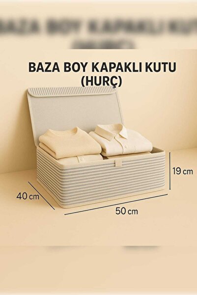 Ekici home textile 1 Adet Çok Amaçlı Kapaklı Düzenleyici Kutu Baza Hurç 50x40x19