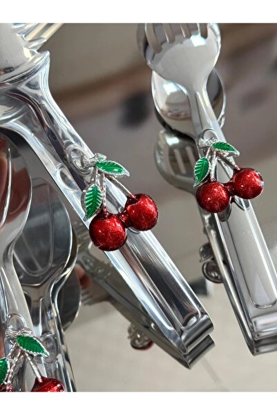 Şahane Home 3-Piece Silver Cherry Tongs Tkebt Single Color