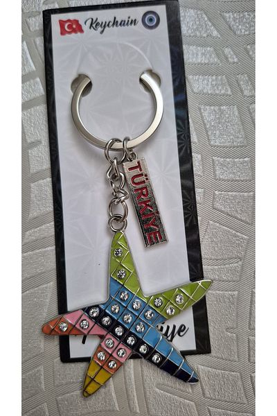 Land of Souvenir Elegant Colorful Metal Keychain with Zircon Stone