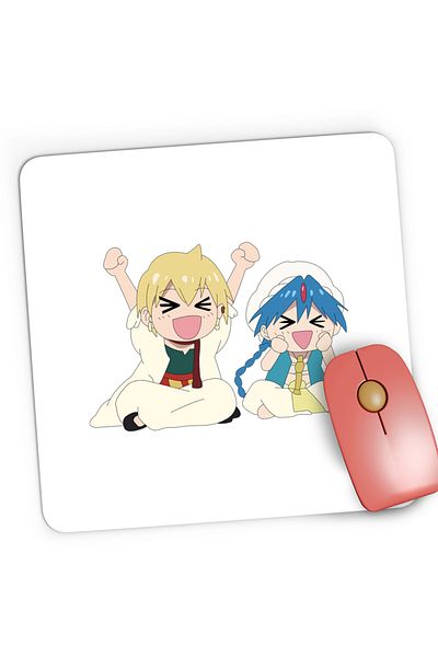 OEM Mousepad Gaming Magi The Labyrinth of Magic Alibaba Alladin Cute Faces, 21x19 cm