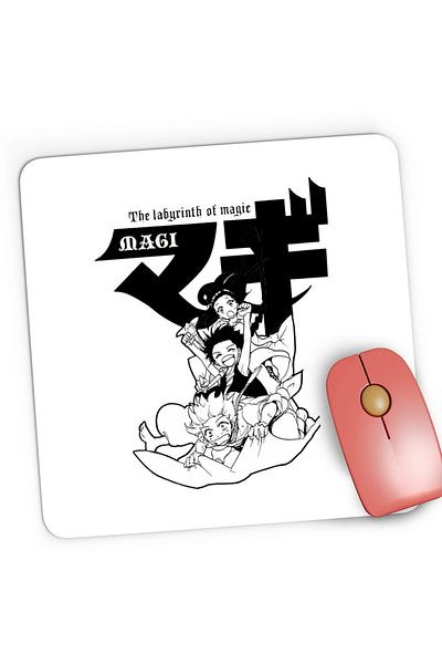 OEM Mousepad Gaming Magi The Labyrinth of Magic Protagonists Group Manga White Black, 21x19 cm