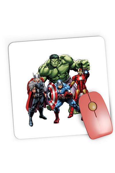 OEM Mousepad Gaming Thor Hulk Ironman Captain America Cool Pose Animation, 21x19 cm