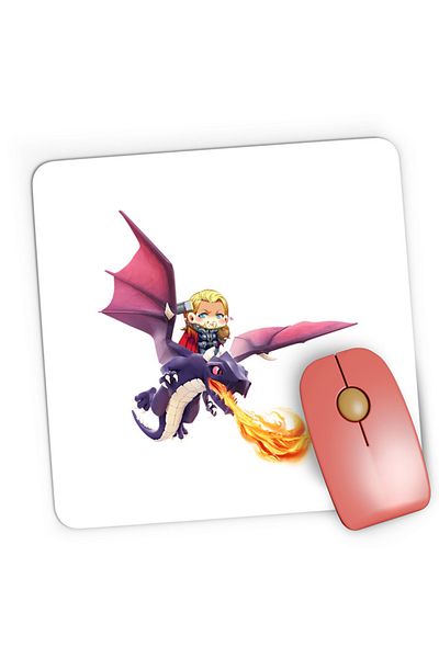 OEM Mousepad Gaming Clash of Clans Dragon Fire Thor Chibi Anime Version, 21x19 cm