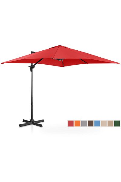 UNIPRODO Parasol ogrodowy boczny na wysięgniku kwadratowy 250 x 250 cm czerwony