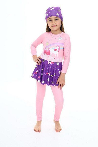 MODANINO Girls' Long Sleeve and Skirt Bottom Swimsuit Set 3-12 Years 12268