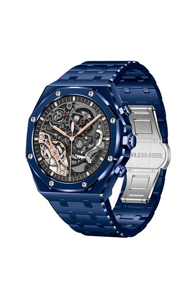 OEM TWINKLER® Smartwatch TKY-AK68 for Men, Bluetooth Calls, Health Monitoring, Metal Strap, Blue