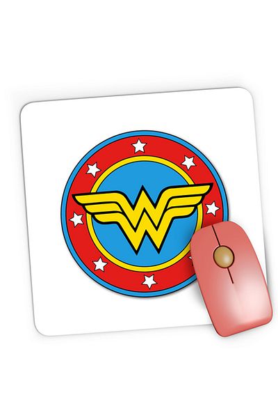 OEM Mousepad Gaming Wonder Woman Logo Symbol Stars Flag Round Marvel DC, 21x19 cm