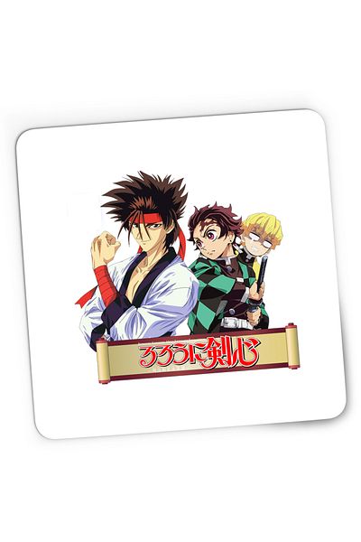 OEM Mousepad Gaming Rurouni Kenshin Sanosuke Tanjiro Zenitsu Scared, 21x19 cm