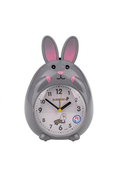 OEM Ceas din plastic, de masa, in forma de iepure, cu lumina si muzica, 13x19 cm, multicolor