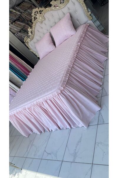 AHSEN TASARIM çift kişilik 1.60 x2.00 cm yatağa uygun yatak örtüsü ve amaçlı pike takımı