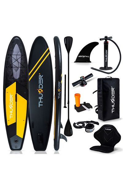 Thunder Placa Sup Gonflabilă Raven, 320x75x15cm, Set Cu Rucsac, Scaun, Pompă, Negru/Portocaliu