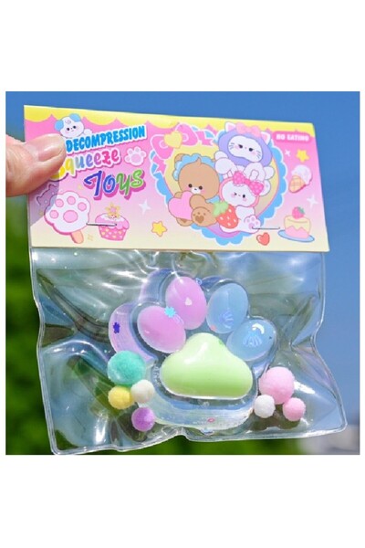 Teo Jucarie Antistres Squishy, , cu Revenire Lenta, Labuta de Pisica Pufoasa, 7.5 cm, Ambalaj Transpare
