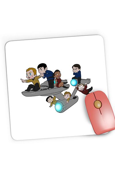 OEM Mousepad Gaming Star Trek Kirk Spock Enterprise Timeline, 21x19 cm