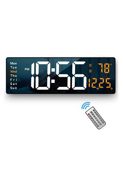 Primo Plus Large Display Digital Wall Clock, 16.2 Inch LED Digital Clock with Remote Control for Living Room