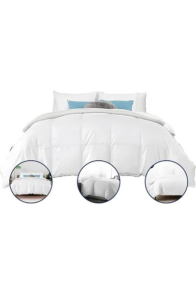 INFINI HOMES Microfiber Duvet | Single Size | White | Soft, Lightweight, and Luxurious | Box Pattern