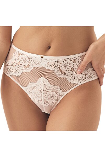 ESOTIQ Chiloți brazilieni pentru femei, cu talie înaltă, cu dantelă florală și detalii din plasă | Sweetheart