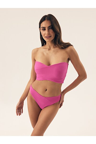 ESOTIQ Bandeau Bikini Top Ribbed Sexy Swim Bra Strapless with Removable Pads | Agleen