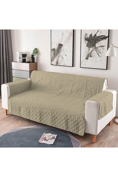 Pucioasa Quilted Sofa Cover 3 Seater Reversible - Cappucino